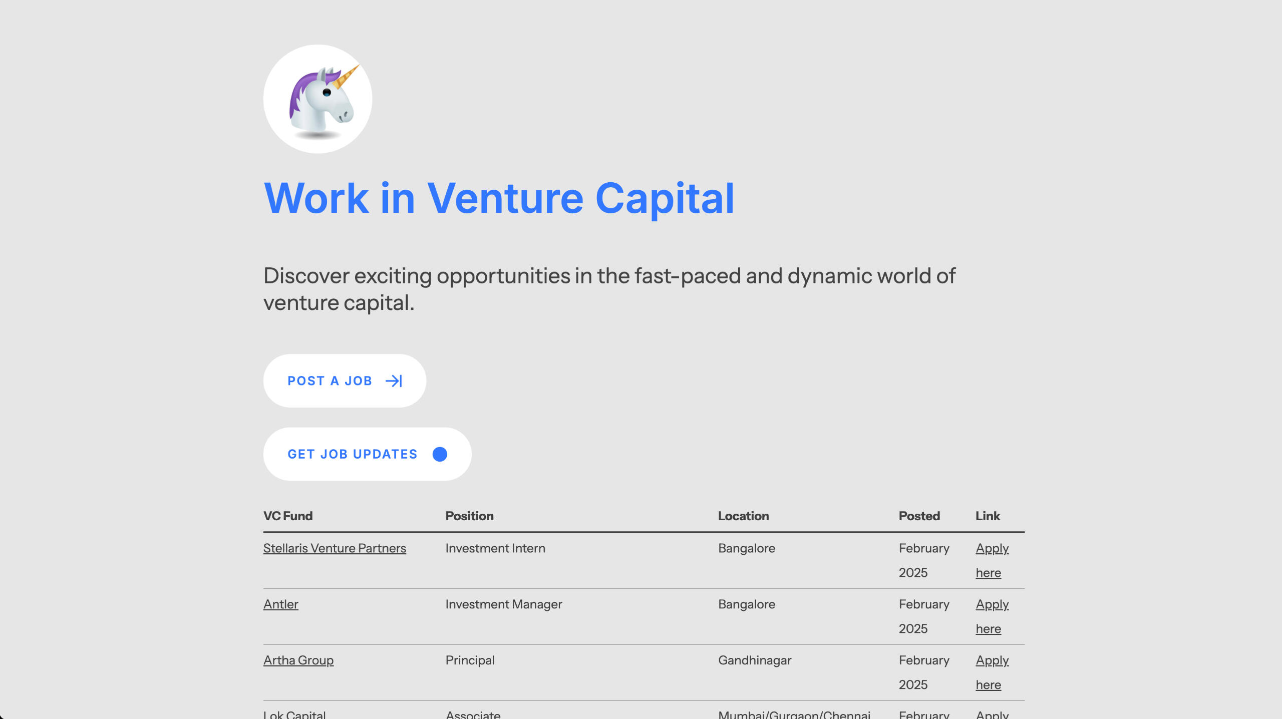 VC Jobs VC Jobs Carrd Inspo Website