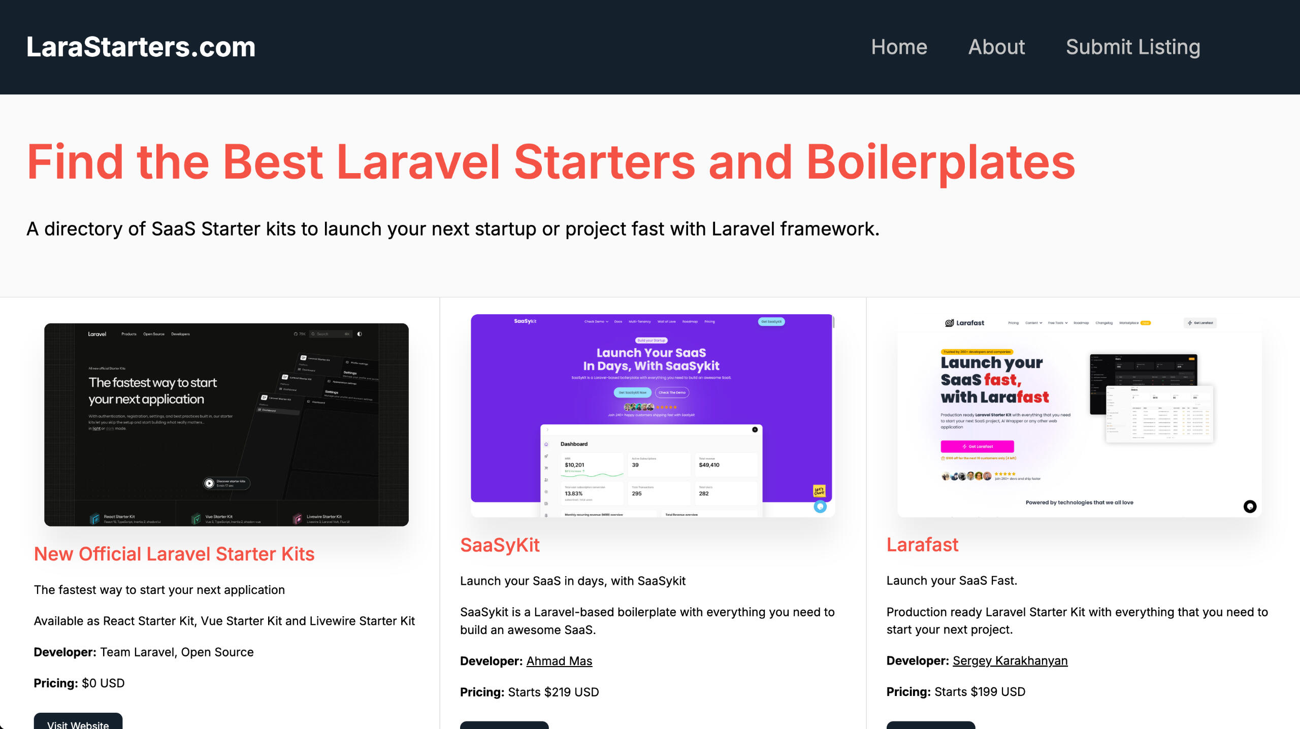 Larastarters Larastarters Carrd Inspo Website
